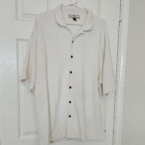 Tommy Bahama Men's Cream Ribbed Knit Shirt XL See Description